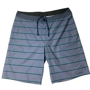 Patagonia Mens Blue‎ Striped Drawstring Swim Trunks Board Shorts Size 36